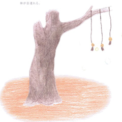 25．森音(シュロの先に土鈴）